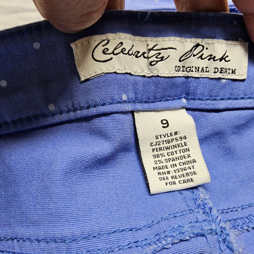 Celebrity Pink Skinny Jeans Womens 9 Periwinkle Polka Dot Stretch CJ2718P594 - Picture 5 of 9